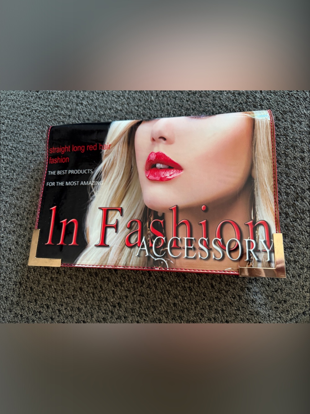 Red Lip Graphic Clutch Bag